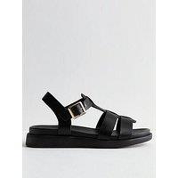 New Look Wide Fit Black Multi Strap Faux Leather Sandals