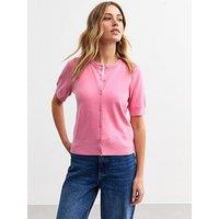 New Look Puff Sleeve Cardigan - Pink