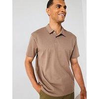 Very Man Interlock Popper Polo Top - Brown