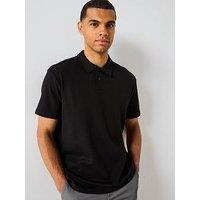 Very Man Interlock Popper Polo Top - Black