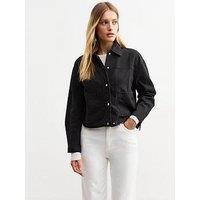 New Look Black Cotton Button Up Shacket