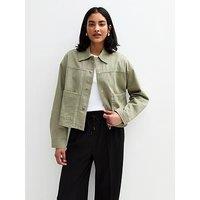 New Look Olive Cotton Button Up Twill Shacket