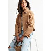 New Look Tan Brown Cotton Button Up Shacket