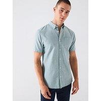 Very Man Short Sleeve Button Down Oxford Shirt- Green