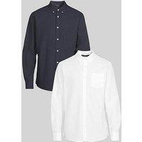 Very Man 2 Pack Long Sleeve Oxford Shirt - Navy/White