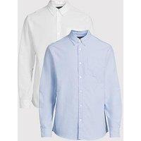 Very Man 2 Pack Long Sleeve Oxford Shirt - Light Blue/White