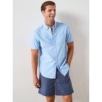 Very Man Short Sleeve Button Down Oxford Shirt - Light Blue