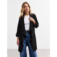 New Look Black Waterfall Hem Duster Jacket