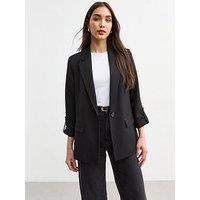 New Look Black Cropped Sleeve Blazer