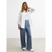 New Look Light Blue Pull On Tailored Trousers