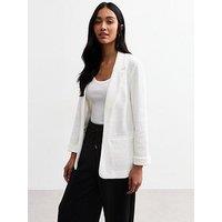 New Look White Textured Jersey Blazer