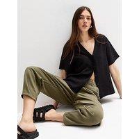 New Look Khaki Twill Barrel Leg Cargo Trousers