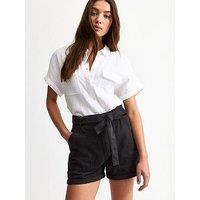 New Look Black Belted Twill Shorts