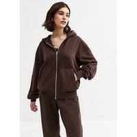 New Look Brown Jersey Zip Up Hoodie