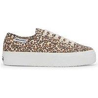 Superga 3740 Platform Leopard Print Plimsoll - Beige