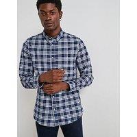 Very Man Pure Cotton Long Sleeve Poplin Check Shirt - Navy