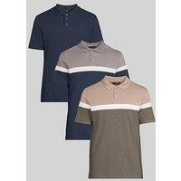 Very Man 3 Pack Cut And Sew Polo - Beige/Navy/Navy