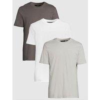 Very Man 3 Pack Crew Neck T-Shirt - White/Light Grey/Charcoal