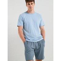 Very Man Printed T-Shirt And Short Pj Set - Light Blue