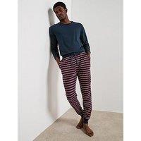 Very Man Striped Cuffed Jogger Pyjama Set - Burgundy