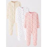 Mini V By Very Baby Girl Polka Dot 3 Pack Sleepsuits - Cream