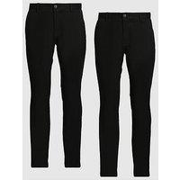 Very Man 2 Pack Slim Chino Trousers - Black
