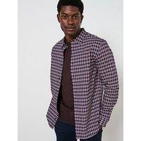 Very Man Pure Cotton Micro Check Oxford Long Sleeve Shirt - Burgundy