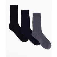 Very Man 3 Pack Assorted Textured Socks - Black/Charcoal/Grey