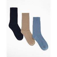 Very Man 3 Pack Assorted Textured Socks - Brown/Blue/Navy
