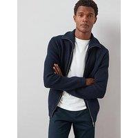 The Very Collection Chunky Soft Touch Zip Through Funnel Jumper - Navy