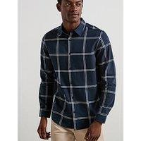Very Man Pure Cotton Windowpane Check Oxford Long Sleeve Shirt - Navy