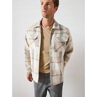 Very Man Check Zip Shacket - Beige