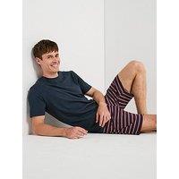 Very Man Striped T-Shirt And Short Pj Set - Burgundy/Navy