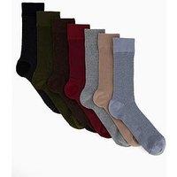 Very Man 7 Pack Assorted Textured Socks - Black/Beige/Khaki/Blue/Burgundy