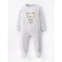Mini V By Very Baby Boy Love My Daddy Bear Cup Sleepsuits - Grey