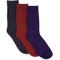 Very Man 3 Pack Assorted Textured Socks - Navy/Burgundy/Black