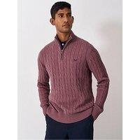 Crew Clothing Oarsman 1/4 Zip Knitted Jumper - Pink