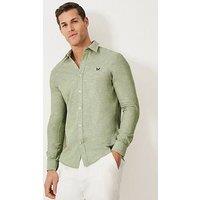 Crew Clothing Long Sleeve Linen Shirt - Green