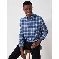 Crew Clothing Hurst Check Long Sleeve Flannel Shirt - Blue