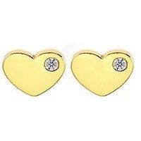 Say It With Flat Cz Heart Earrings - Yellow Gold