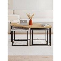 Decortie Nesty Set Of 3 Coffee Tables - Grey/Oak