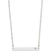 Say It With Cz Stone Bar Pendant Necklace - Silver