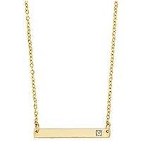 Say It With Cz Stone Bar Pendant Necklace - Yellow Gold