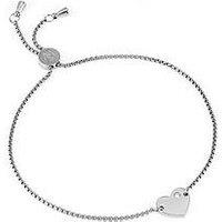 Say It With Cz Adjustable Heart Bracelet - Silver
