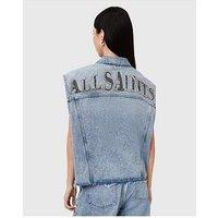 Allsaints Laura Embellished Denim Waistcoat - Blue