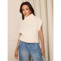 Michelle Keegan Rib Detail Sleeveless Jumper - Cream