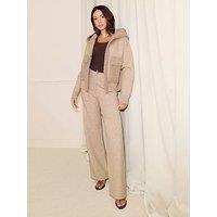 Michelle Keegan Co-Ord Knit Wide Leg Trousers - Light Brown