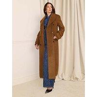 Michelle Keegan Wool Blend Oversized Formal Coat - Brown