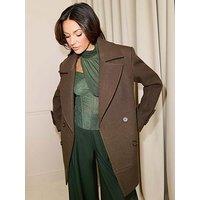Michelle Keegan Wool Blend Short Coat - Brown