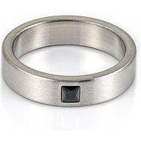 Say It With Men'S Black Cz Ring - Stainless Steel